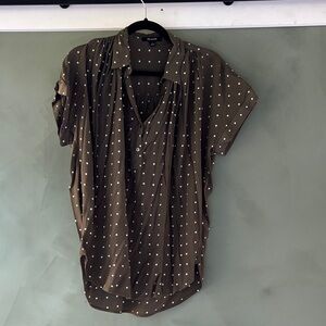 Madewell Olive Polka Dot Blouse